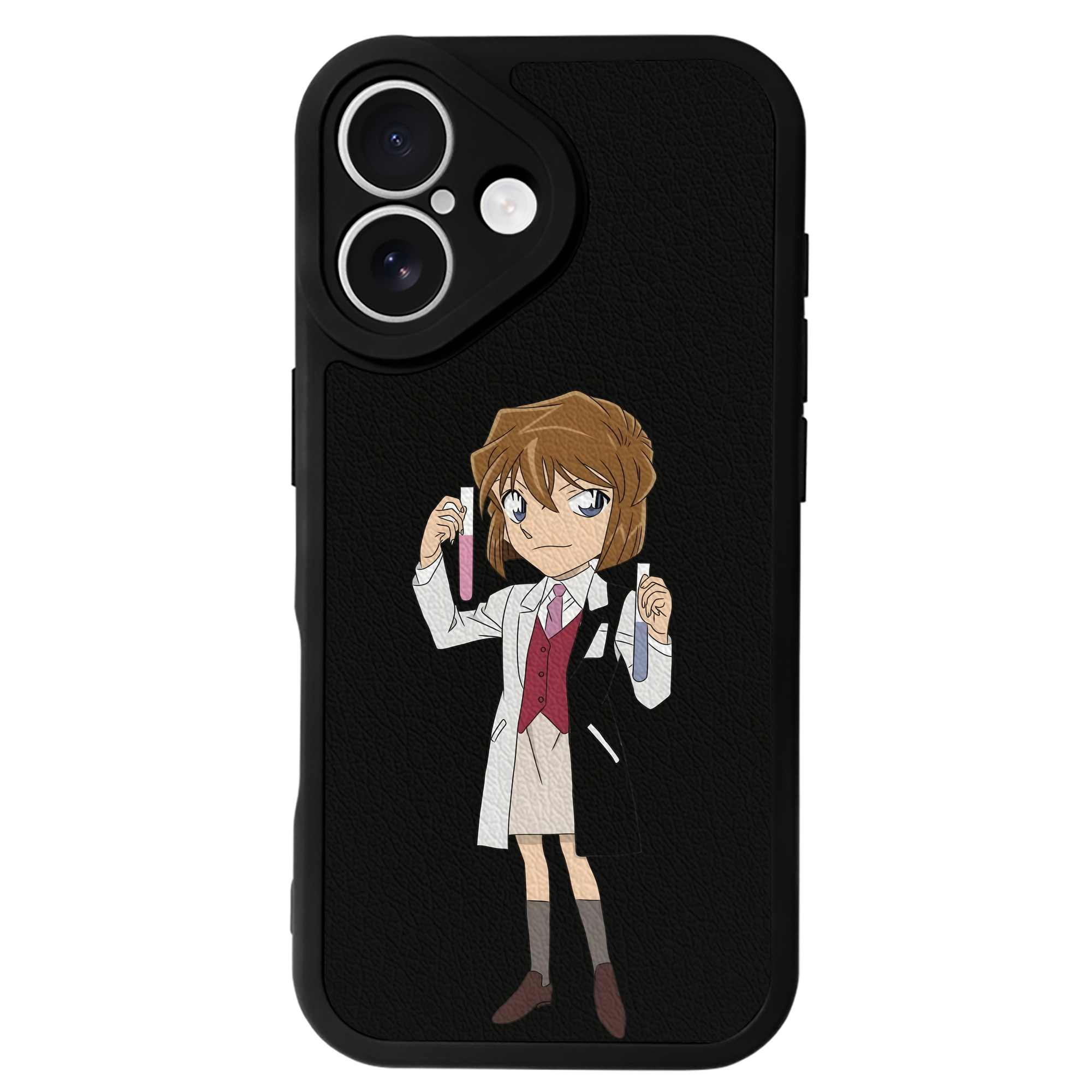 （画像用） 名探偵コナン 灰原 哀 はいばら あい Detective Conan Anita Hailey、Vi Graythorn Haibara Ai 【iPhone 16シリーズ対応】シリコンスマホケース（レザー調） 材質：シリコン